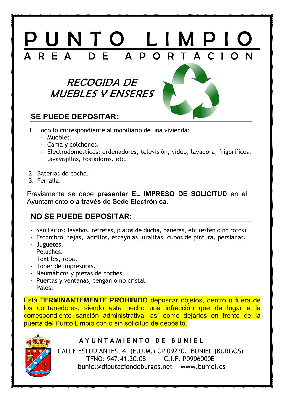 Punto limpio - Área de aportación
